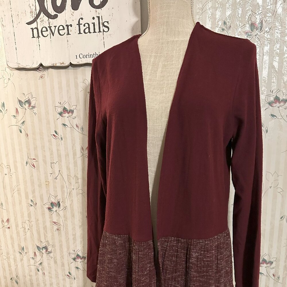 Cloth & Potrait Sz Large Cardigan Maroon / Gray